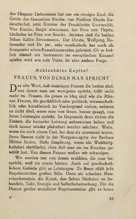 Achtzehntes Kapitel. Frauen, von denen man spricht
