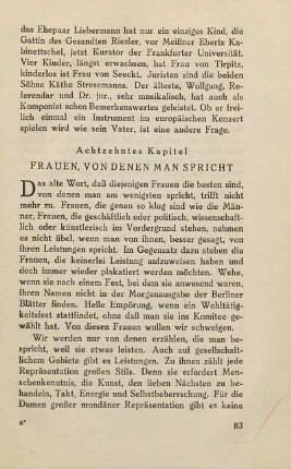 Achtzehntes Kapitel. Frauen, von denen man spricht