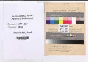 Entnazifizierung Adolf Vossnacker , geb. 01.09.1889 (Postbeamter)