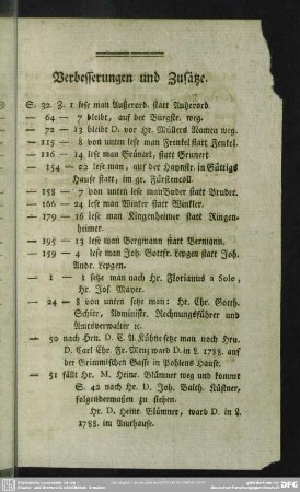 Verbesserungen und Zusätze