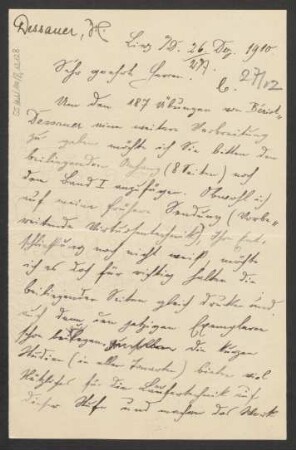 Brief an B. Schott's Söhne : 26.12.1910