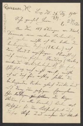 Brief an B. Schott's Söhne : 26.12.1910