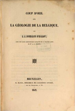 Coup d'oeil sur la géologie de la Belgique