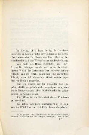 Beitrag zur Casuistik der Wirbel-Fracturen