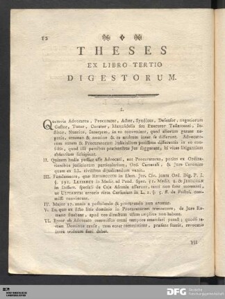 Theses Ex Libro Tertio Digestorum.