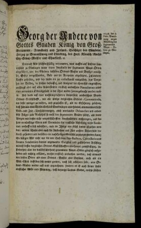 Verbot des Mops-Ordens unter Angabe der Strafzumessung [gedruckte Verordnung].