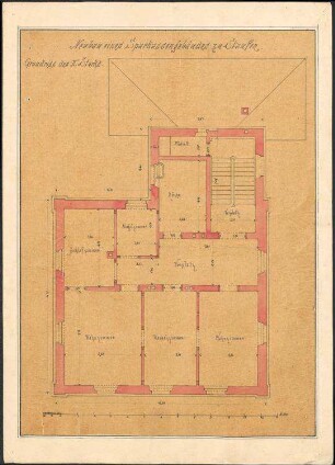 Sparkassengebäude Staufen; Grundriss 2. Stock