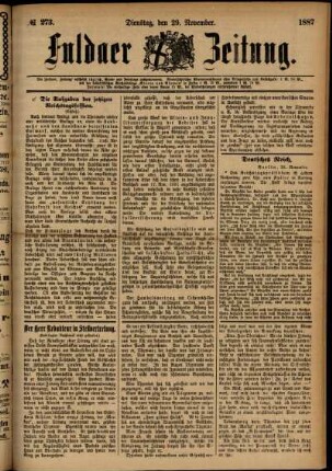 Ausgabe vom Dienstag, den 29. November 1887.
