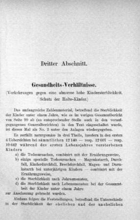 Dritter Abschnitt. Gesundheits-Verhältnisse