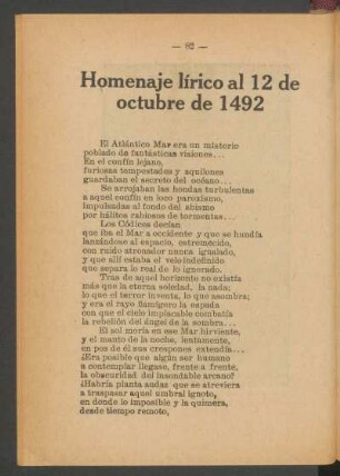 Homenaje lírico al 12 de octubre de 1492