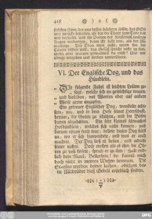 VI. Der Englische Dog, und das Hündlein.