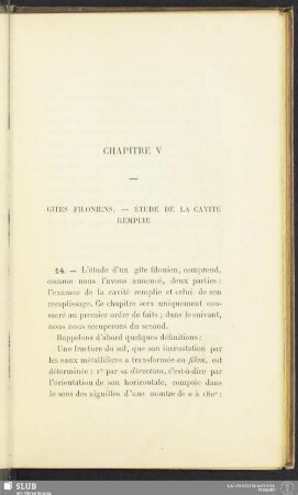 Chapitre V. Gites Filoniens - Étude de la cavité remplie