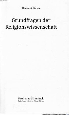 Grundfragen der Religionswissenschaft