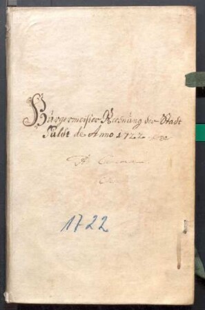 IX A 1 - Alte Stadtrechnungen (1722 - 1723)