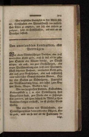 Von unerlaubten Kontrakten, oder Verträgen.
