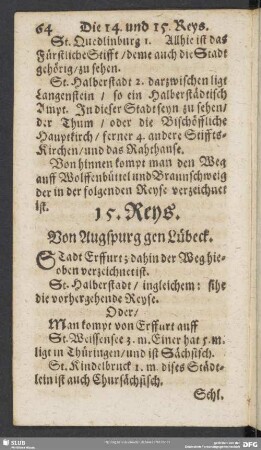 15. Reys. Von Augspurg gen Lübeck