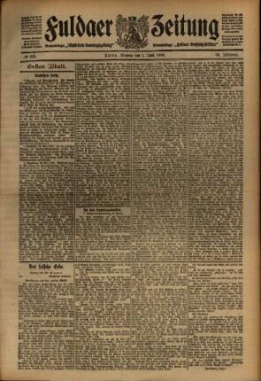 Erste Ausgabe vom Montag, den 01. Juni 1908.