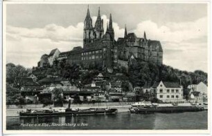 Meißen. Albrechtsburg u. Dom - Elbe m. Schleppzug