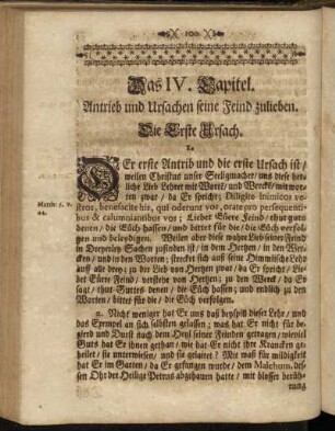 Das IV. Capitel. Antrieb und Ursachen seine Feind zulieben.