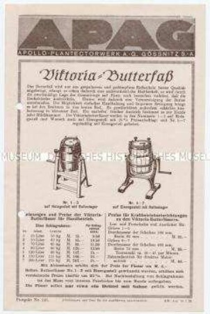 Victoria-Butterfass / Prospekt Nr. 243