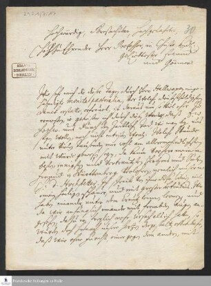 Brief von Samuel Urlsperger an August Hermann Francke.