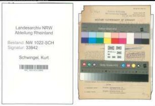 Entnazifizierung Kurt Schwingel , geb. 07.05.1890 (Bahnbeamter)