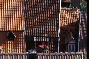 Quedlinburg - Dächer am Schloßberg : Dächer am Schloßberg. Aufgenommen in Quedlinburg ca. 1994