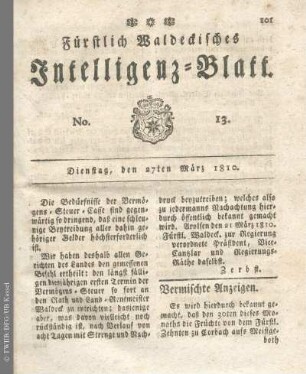 No. 13, Dienstag, den 27ten März 1810