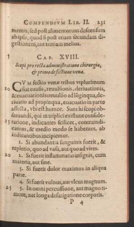 Cap. XVIII. Scopi pro recta administratione chirurgiae, et primo de sectione venae.