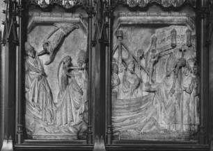 Relief des ehemaligen Hochaltars: Der Schlaf der heiligen Severinus und Amandus & Ankunft des heiligen Severinus in Bordeaux