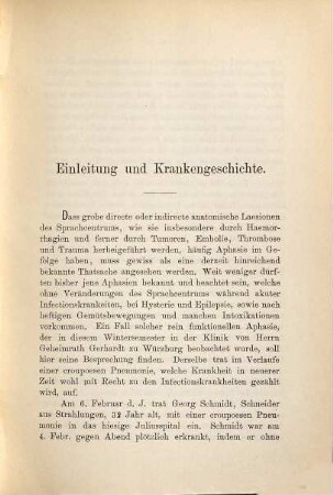 Ein Fall von transitorischer Aphasie und Hemiplegie bei Pneumonie