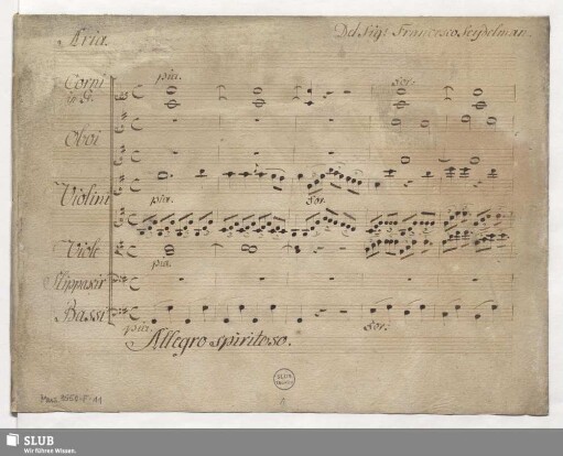 Il mostro. Excerpts - Mus.3550-F-11 : B, strings, ob (2), cor (2); G