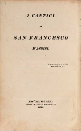 Die Lieder des heiligen Franciscus von Assisi