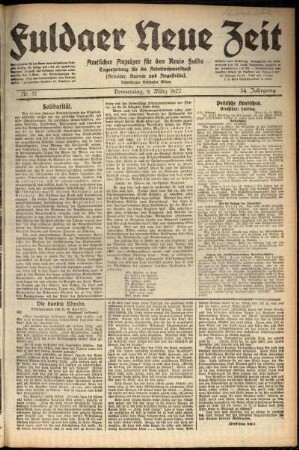 Ausgabe vom Donnerstag, den 09. März 1922.