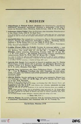 I. Medizin (Nr. 1-599)