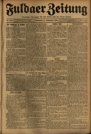 Ausgabe vom Mittwoch, den 27. September 1922.