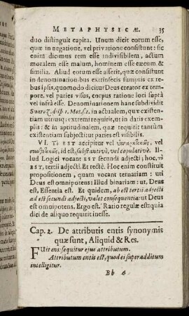Cap. 2. De attributis entis synonymis quæsunt, Aliquid & Res.