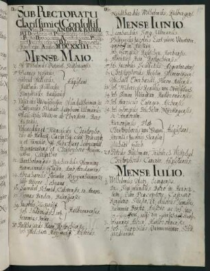 Sommerhalbjahr 1623. Rektorat Andreas Bayer