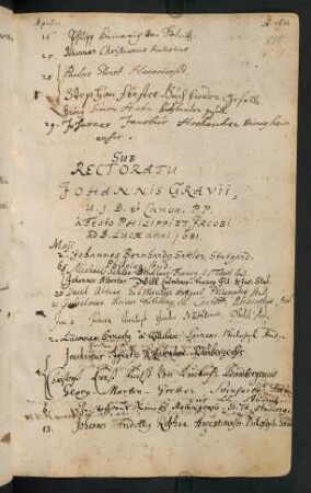 Sommerhalbjahr 1681. Rektorat Johann(es) Grave/Gravius