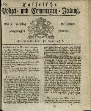 Nr. 30, Sonnabend, den 13ten April 1816