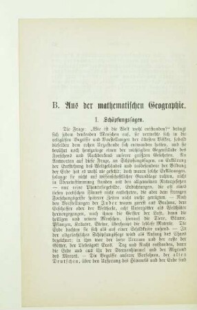 B. Aus der mathematischen Geographie