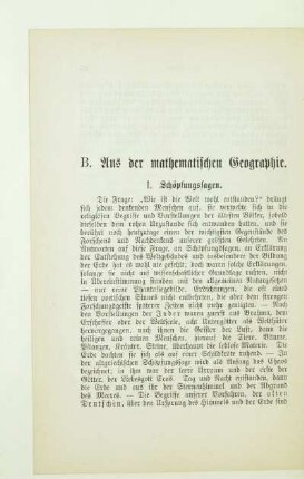 B. Aus der mathematischen Geographie