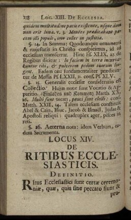 Locus XIV. De Ritibus Ecclesiasticis.