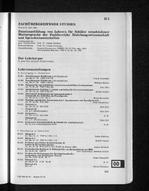 II.4 Fachübergreifende Studien