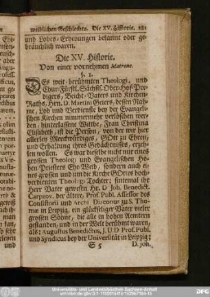 Die XV. Historie. Von einer vornehmen Matrone.
