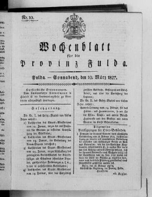 Nr. 10, Ausgabe vom 10. März 1827