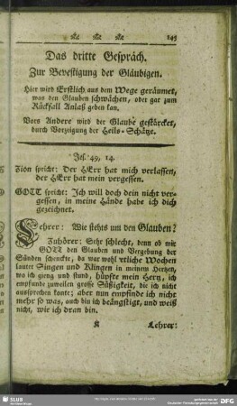 Das dritte Gespräch. Zur Bevestigung der Gläubigen