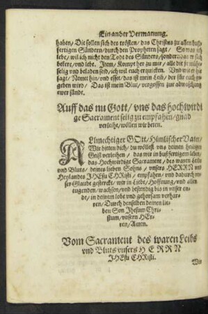 Vom Sacrament des waren Leibs und Bluts unsers Herrn Jhesu Christi.