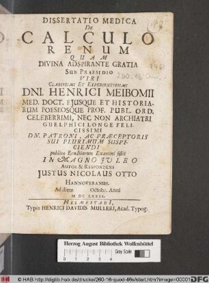 Dissertatio Medica De Calculo Renum
