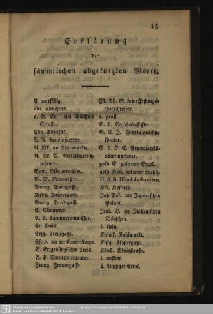 Erklärung der sämmtichen abgekürzten Worte
